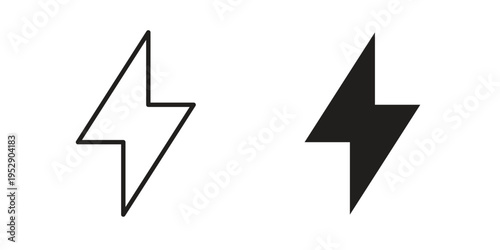 Thunder bolt icon simple outline style. Editable stroke EPS 10