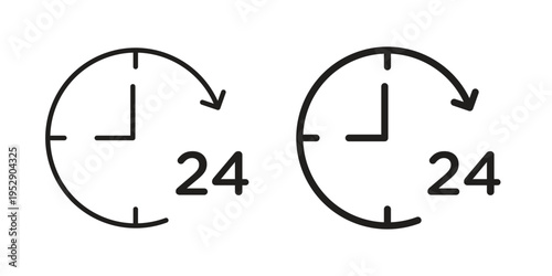 Time twenty four icon simple outline style. Editable stroke EPS 10