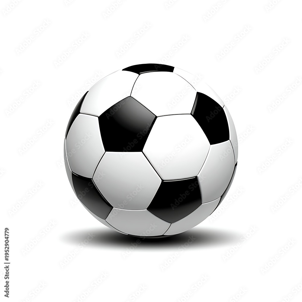 Fototapeta premium Classic black and white soccer ball isolated on a white background with graphic resource