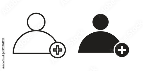 User add icon simple outline style. Editable stroke EPS 10