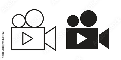 Video camera icon simple outline style. Editable stroke EPS 10