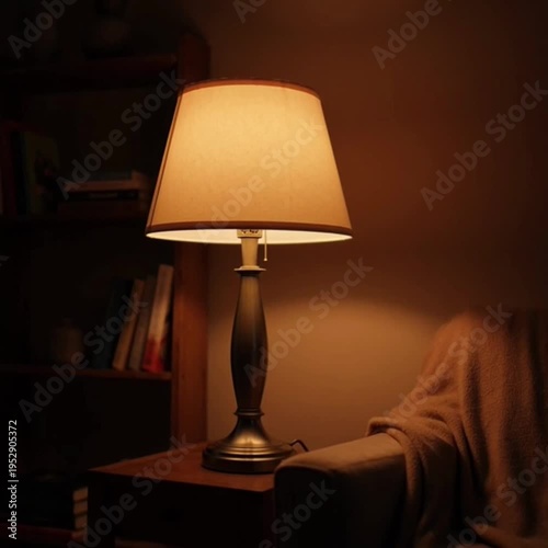 Warm table lamp lighting cozy interior room