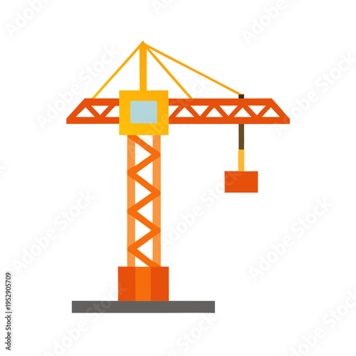 Construction crane lifting load, industrial building equipment, architecture project machinery
