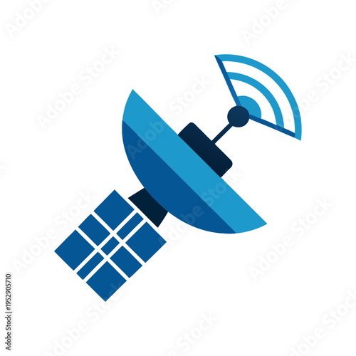 Satellite dish with solar panels, space station orbiting earth, orbital communication, technological device