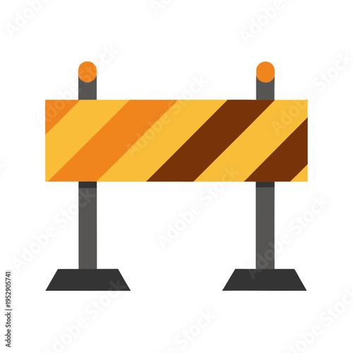 Construction barrier with lights, traffic safety sign, road work warning, hazard obstruction