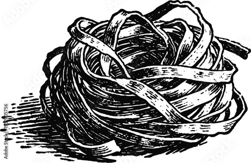 Vintage rubber bands pile hand drawn black and white illustration of elastic loops cluster