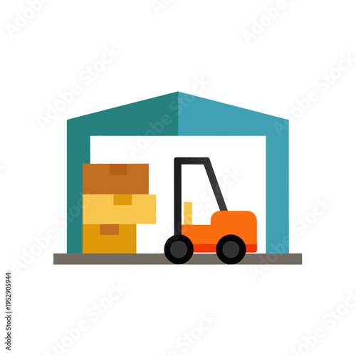 Warehouse storage forklift truck boxes loading unloading logistics industry warehouse building