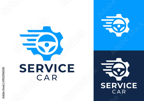 steering wheel with gear logo. auto fast service car design concept