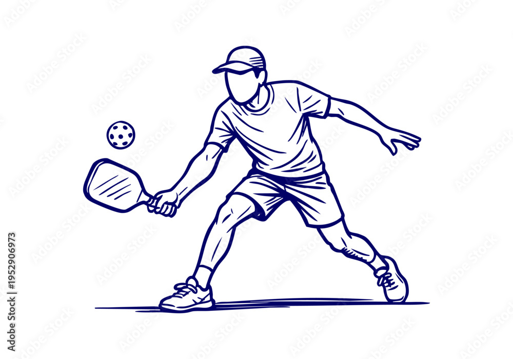 Fototapeta premium Pickleball hand drawn simple sketch vector illustration