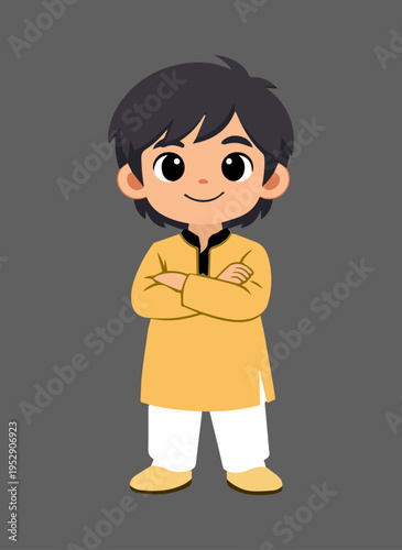 Cartoon Boy in Kurta Vector