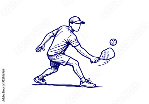 Pickleball hand drawn simple sketch vector illustration
