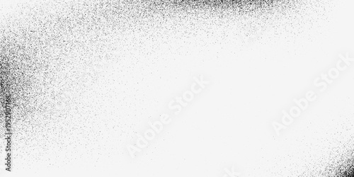 Gritty black grain texture on white background with spray paint effect