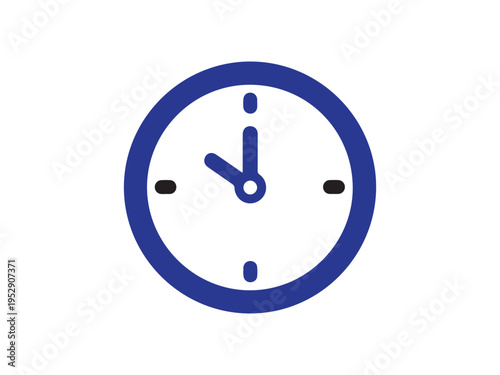 A simple blue clock face displays the time as ten o'clock on a clean white background for concepts.
