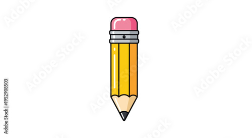 Yellow Pencil with Pink Eraser - Simple Drawing Tool Icon