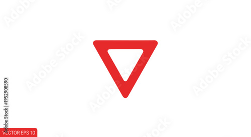 Red inverted triangle symbol on white background, caution warning sign