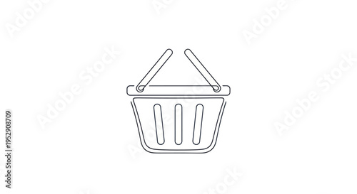 Shopping basket icon outline, clean simple vector illustration, e-commerce concept