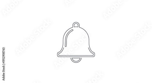Simple bell outline icon, notification symbol, clean design, white background