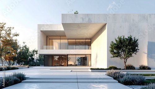 Modern minimalist house with clean lines and bright natural light.