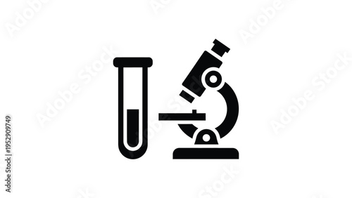 Microscope and test tube symbolizing scientific research and laboratory work