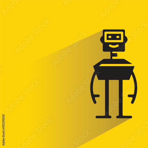 robot avatar with shadow on yellow background