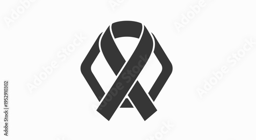 Black Awareness Ribbon Symbol Charity Support.