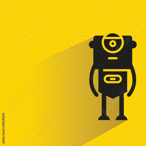 robot avatar with shadow on yellow background