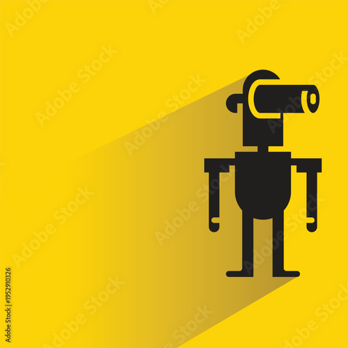 humanoid robot avatar with shadow on yellow background