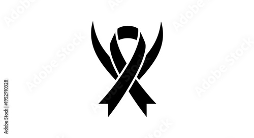 Black Awareness Ribbon Symbol Illustration Design.