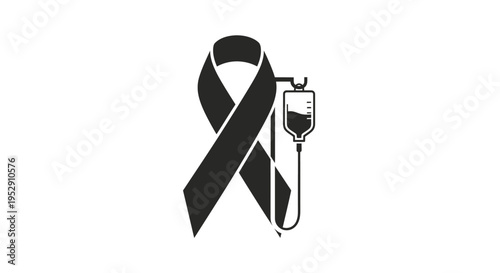 Black Awareness Ribbon with Blood Bag.