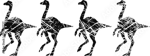 abstract dinosaur silhouettes in distressed texture, prehistoric reptile shapes in grunge design