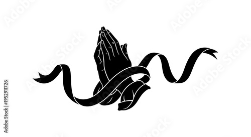 Black Dove with Ribbon or Streamer.