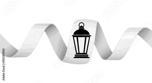 Black Lantern on White Ribbon Strip.