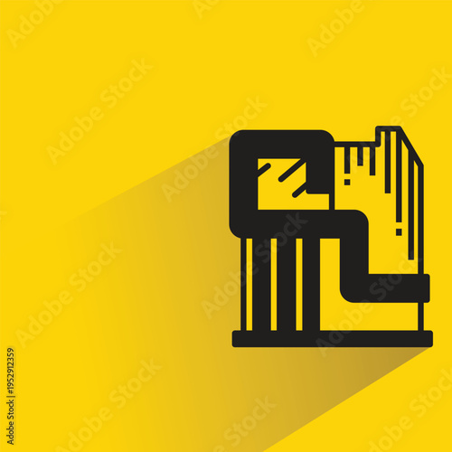 modern house building icon with shadow on yellow background