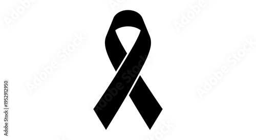 Black Ribbon Symbol Mourning Grief Memorial.