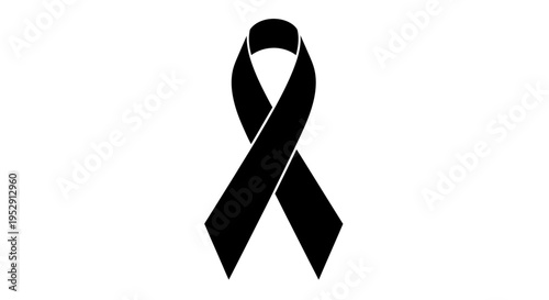Black Ribbon Symbol Mourning Memorial Awareness.