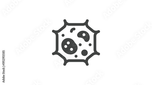Stylized illustration of a cell with internal organelles and membrane