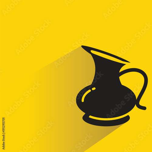 ceramic jug icon with shadow on yellow background