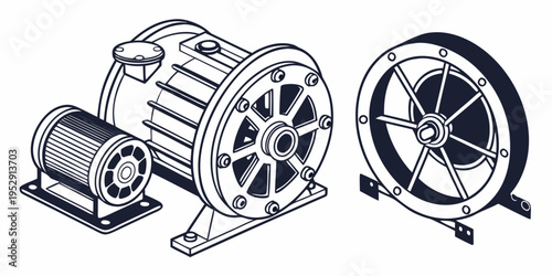 Two different types of industrial fans used for ventilation and cooling purposes