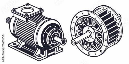 Two different types of electric motors displayed side by side