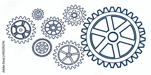 Intricate arrangement of interlocking mechanical gears in a circular pattern