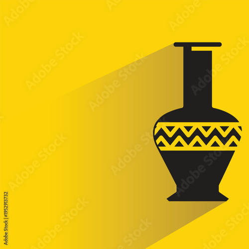 ceramic vase icon with shadow on yellow background