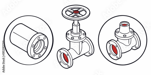 Three different types of pipe fittings used in plumbing systems