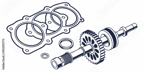 A close-up view of a disassembled engine timing belt tensioner assembly