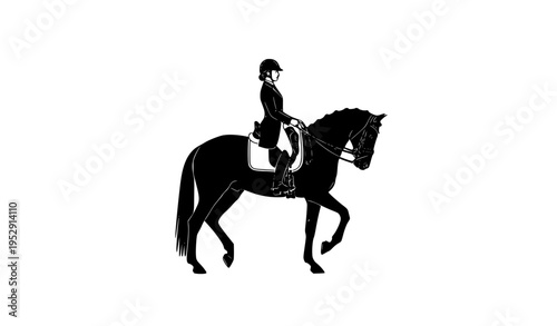 Dressage Rider Horse Silhouette Vector – Elegant Equestrian Pose Isolated on White
Prompt: