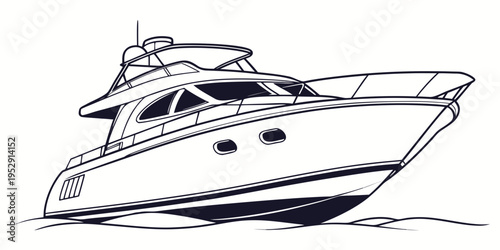 A sleek and modern yacht cruising on calm waters with a clear sky.