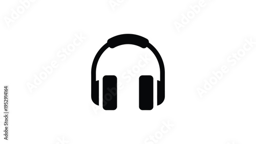 Stylized silhouette of over-ear headphones with padded ear cups and headband