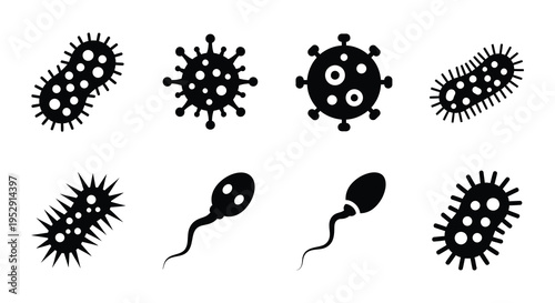 Various microscopic organisms including viruses bacteria and sperm cells