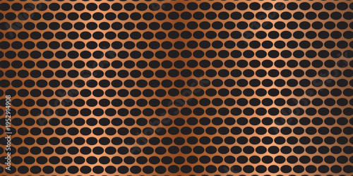 Wide metallic copper or bronze gradient speaker grille or metal mesh vector background