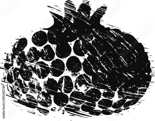 Abstract black and white grunge texture with irregular shapes and dynamic scratchy lines pattern