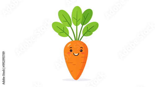 Cute Carrot Cartoon Icon Healthy Vegetable Flat Vector Illustration